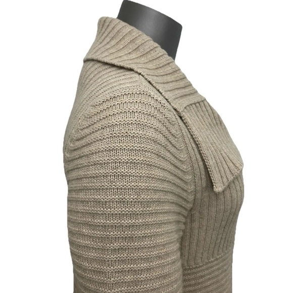 Mantovani Studio 100% Cashmere sweater Duster M Tan Beige Italian Italy Ribbed - Picture 6 of 15